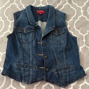 Chaps Blue Denim Vest with Brass Buttons